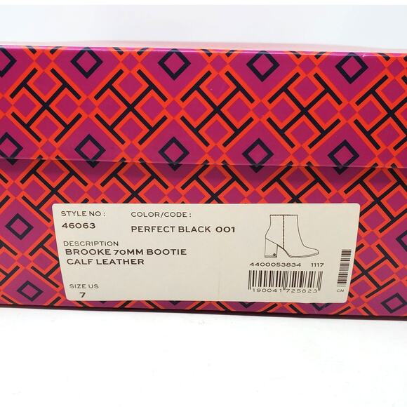 Tory Burch Brooke 70MM Ankle Boot Calf Leather Perfect Black 46063 Size US 7 - Picture 11 of 12